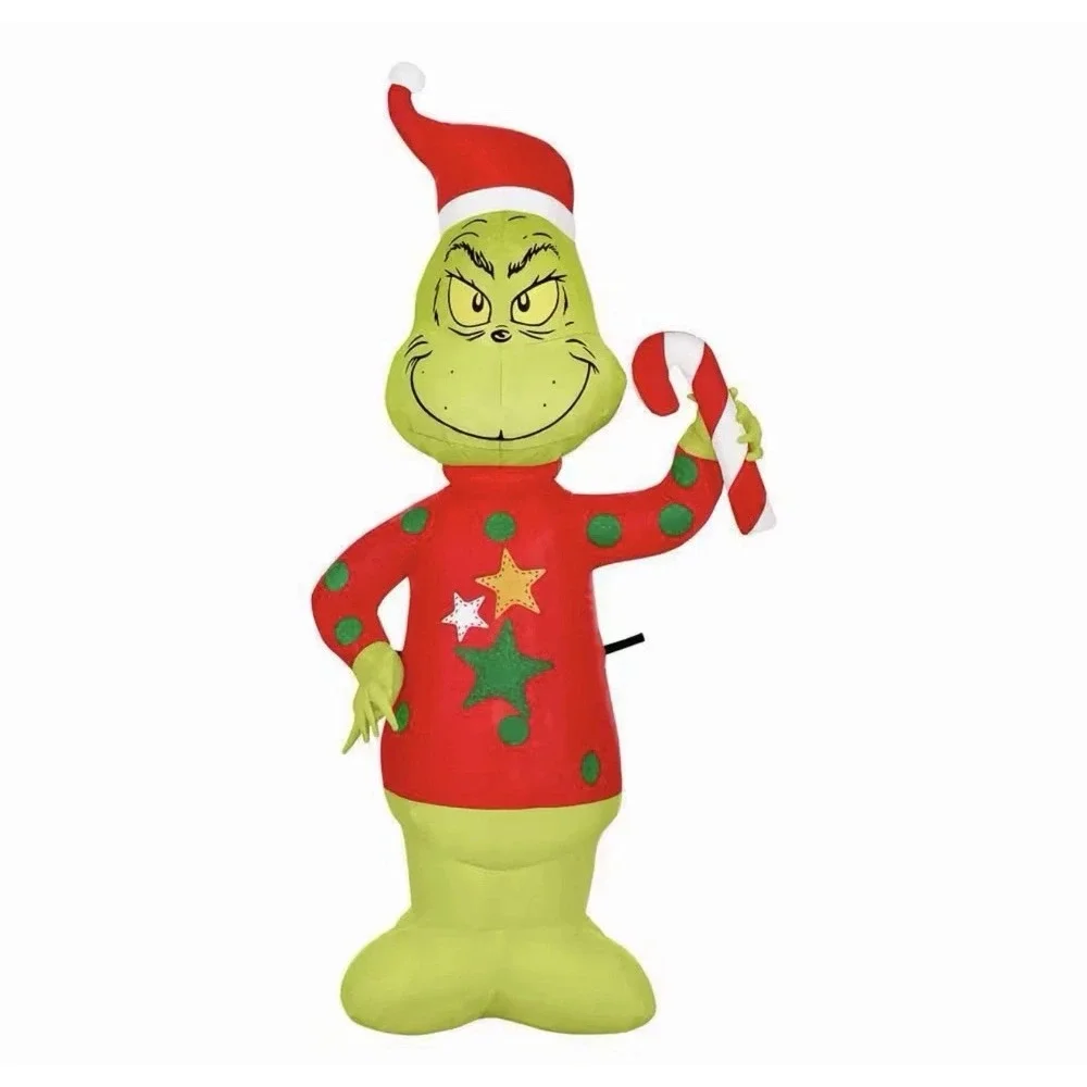 4 ft. LED The Grinch in Ugly Sweater Candy Cane Christmas‎ Airblown Inflatable